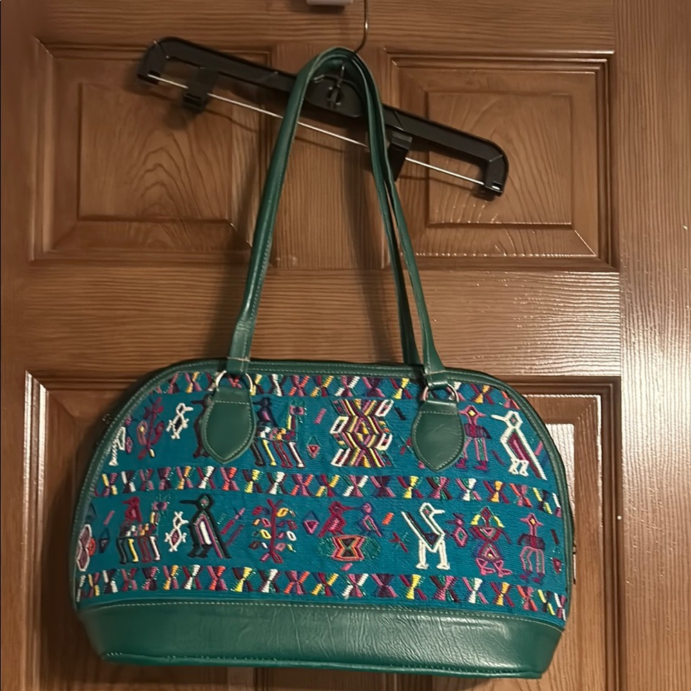 Green and Multicolor Patterned Women's Bag